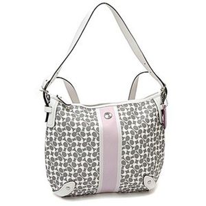Coach Chelsea Heritage Hobo Grey with Pink Stripe